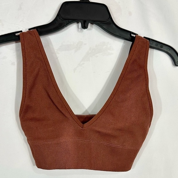 Abercrombie & Fitch brown ribbed v neck bra size XS - Picture 1 of 4